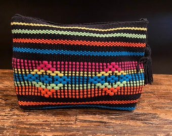 Borsa cosmetica con cerniera / custodia da viaggio / borsa da toilette / intrecciata a mano / 100% cotone / borsa da viaggio / iconografia Zapotec