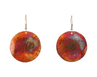 Boho Round Earrings and Necklace | Unique Artisan Design | Handcrafted Hammered Copper | Rustic Jewelry Set