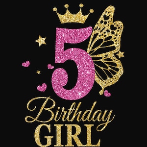 5e anniversaire fille Svg, svg papillon, 5e anniversaire fille, Svg anniversaire princesse, anniversaire fille Svg, mon 5e anniversaire, des cliparts, 5e