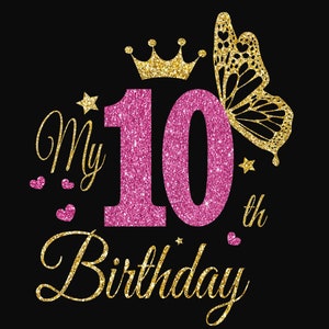 10. Geburtstag Monogramm, 10 Geburtstag Mädchen, Geburtstag Prinzessin Geburtstag, B-day Mädchen, mein 10 Geburtstag, Clipart, 10 Geburtstag Clipart