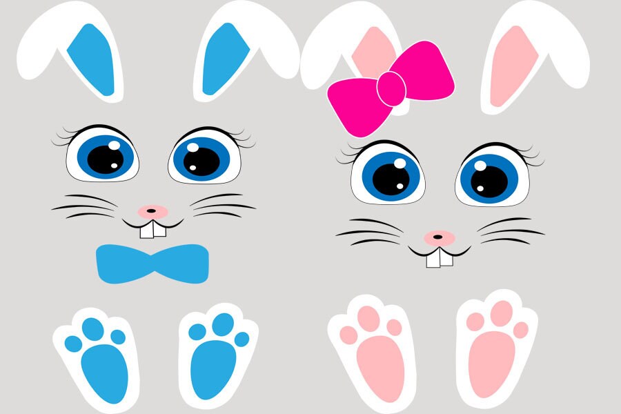 Girl bunny face svg boy bunny face Easter bunny face svg | Etsy