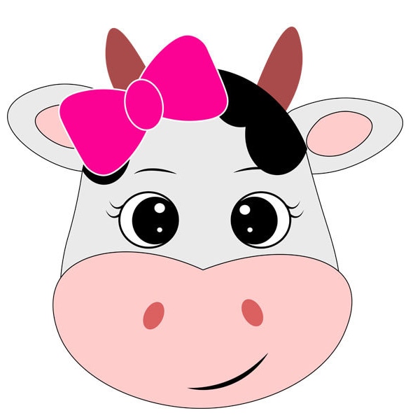 Cow With Bow Svg - Etsy