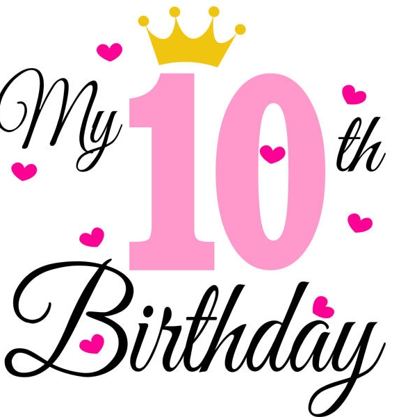10th Birthday Girl Clipart - Etsy