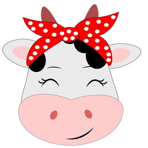 Cow Face Svg With Bow Cute Cow Svg Cow Clip Art Cow Svg - Etsy