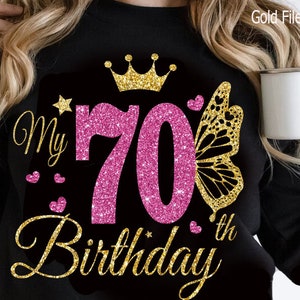 Gold-Glitter 70.Geburtstags-Svg, 70. Geburtstag Clipart, 70er Jahre Geburtstag Clipart, 70. Geburtstag Cricut Datei