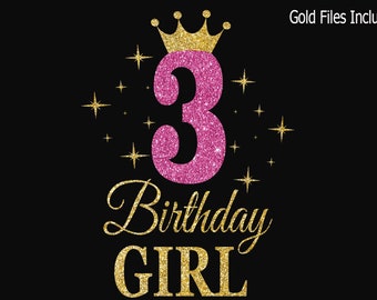 3rd Birthday Svg 3rd Girl Birthday Svg Birthday Princess - Etsy