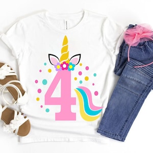 4th girl birthday svg, Unicorn Birthday Girl Svg, Birthday Princess Svg, 4th Birthday Svg, B-day Girl Svg, My fourth Birthday, Clipart, 4th