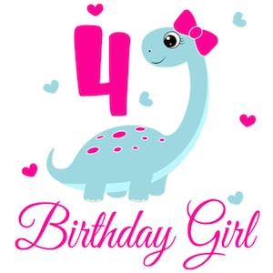 Mädchen Dinosaurier svg, Mädchen Dinosaurier 4. Geburtstag svg, süßes Mädchen Dino Geburtstag svg, 4. Geburtstag Clipart, lustiges Dino svg, Cricut svg