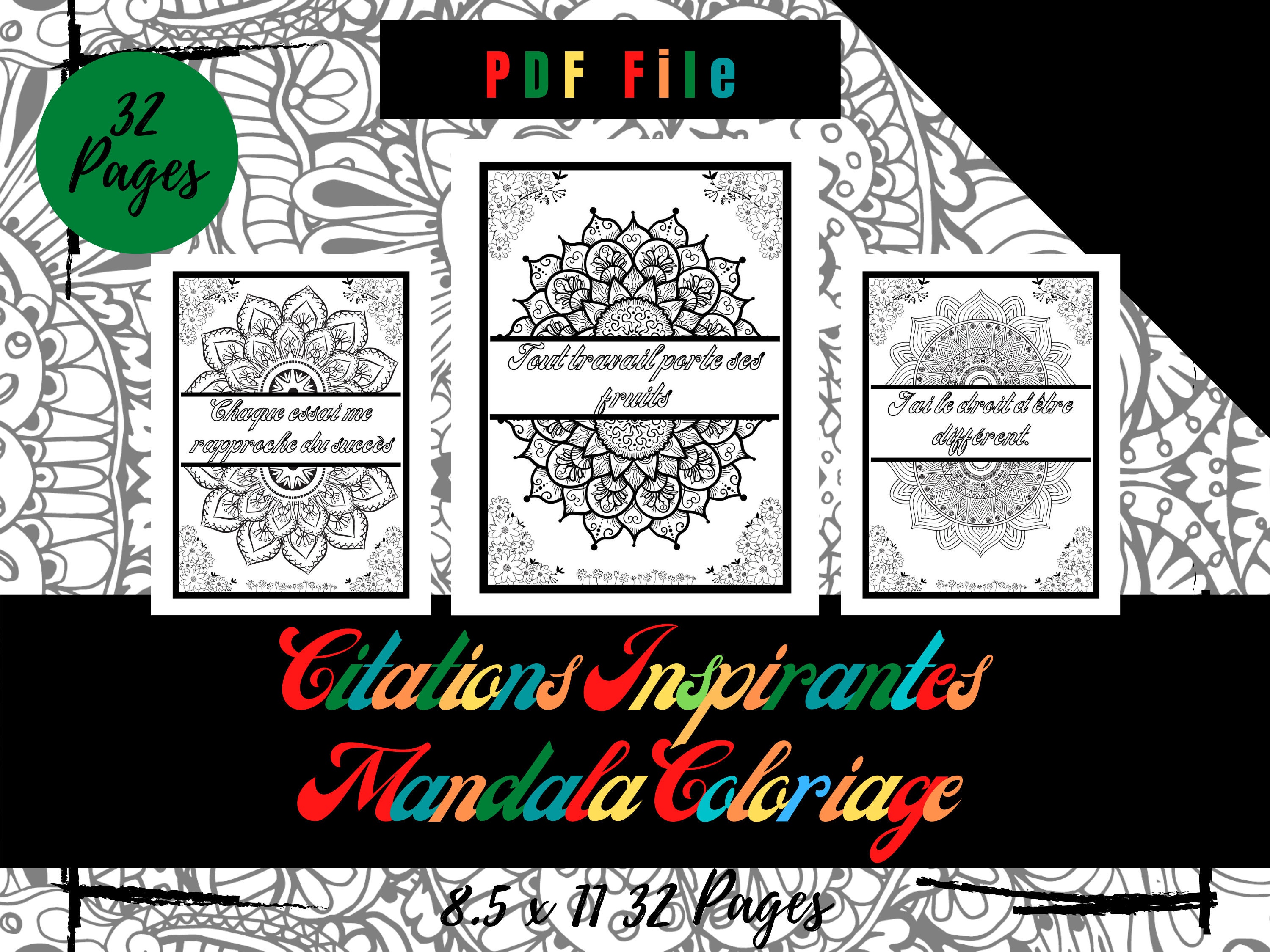 Citations Inspirantes Mandala Fleurs Pages De Coloriage Etsy