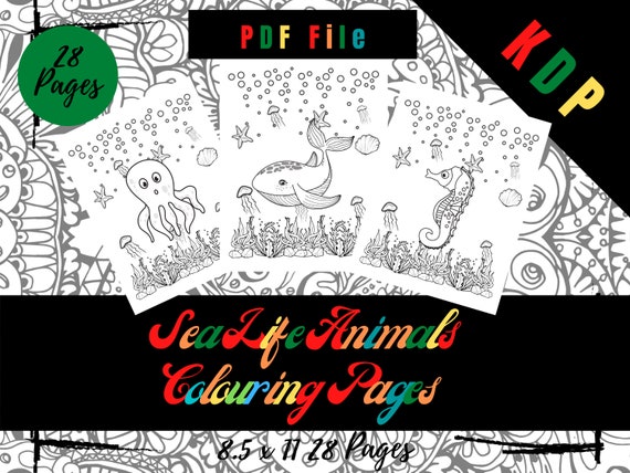 Download Sea Life Animals Coloring Pages Sheets Pdf Animals Colouring Etsy