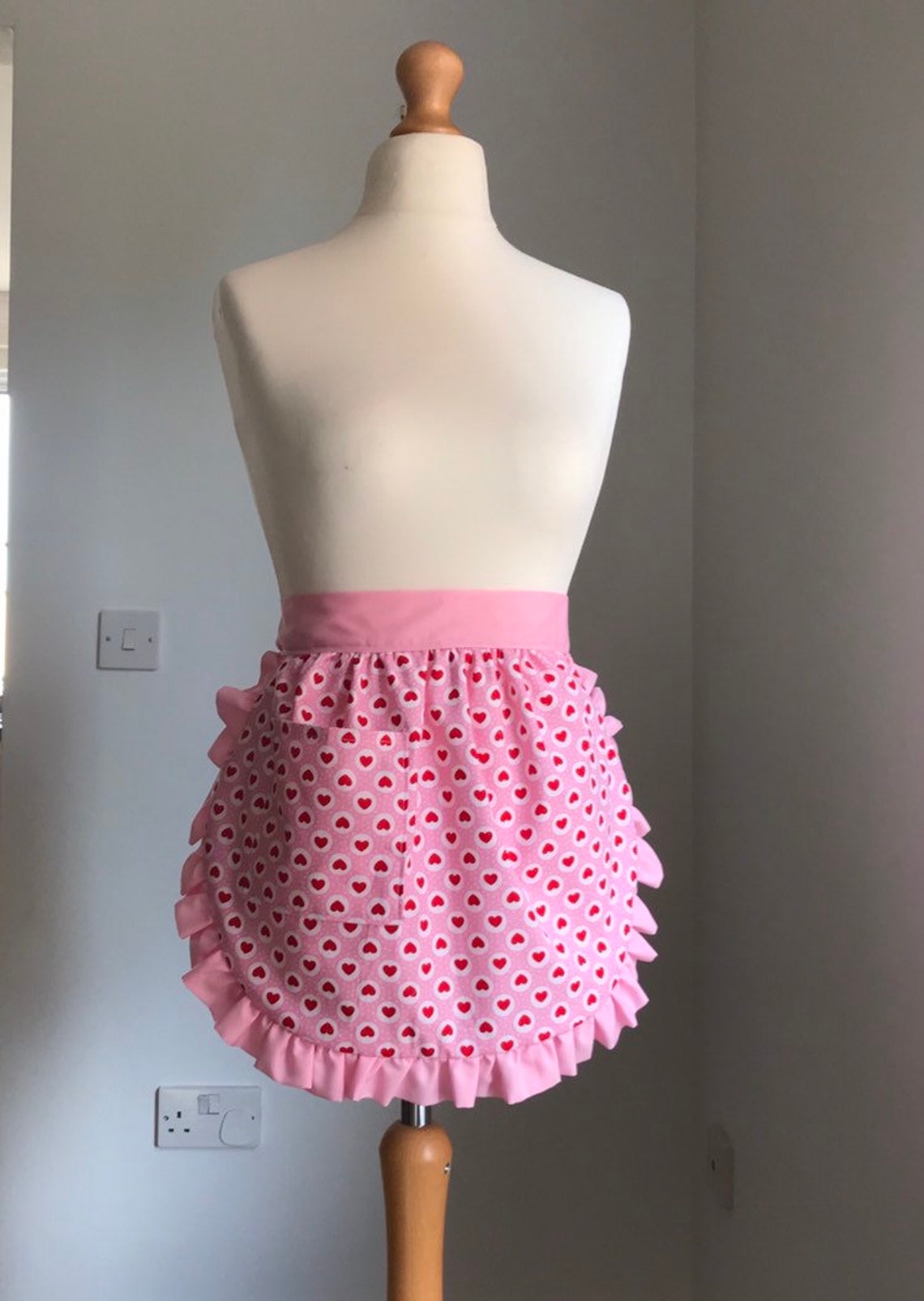 Pink Frilly Half Apron Pink Waist Apron Retro Pink Apron Etsy