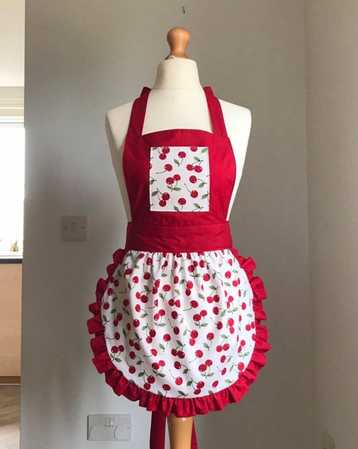 Cherry & Red Apron Retro Cherry Apron Ruffle Apron Etsy