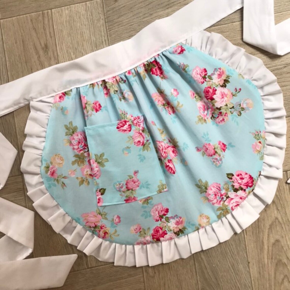 Blue Floral Waist Apron Retro Style Half Apron Pink Floral Etsy