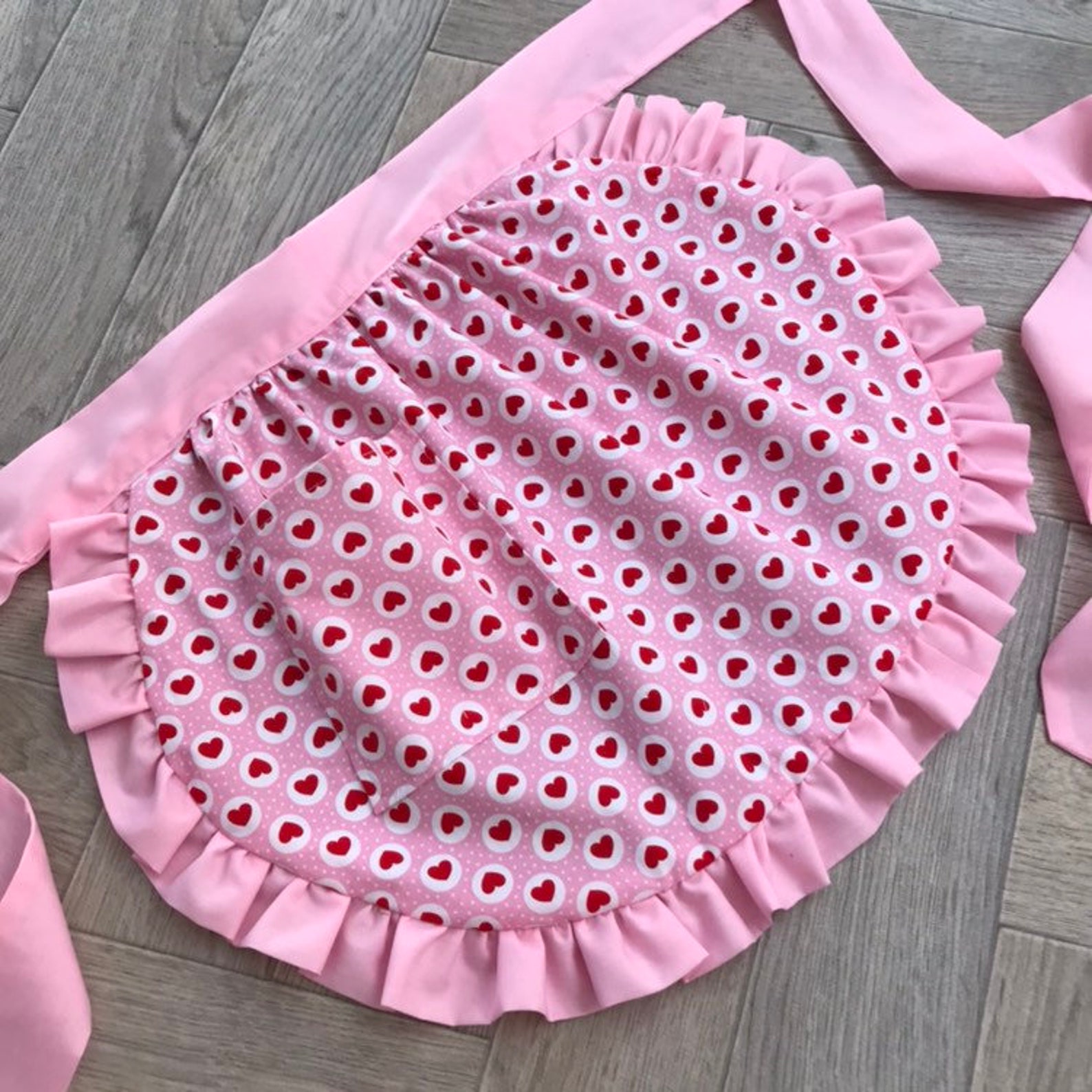 Pink Frilly Half Apron Pink Waist Apron Retro Pink Apron Etsy