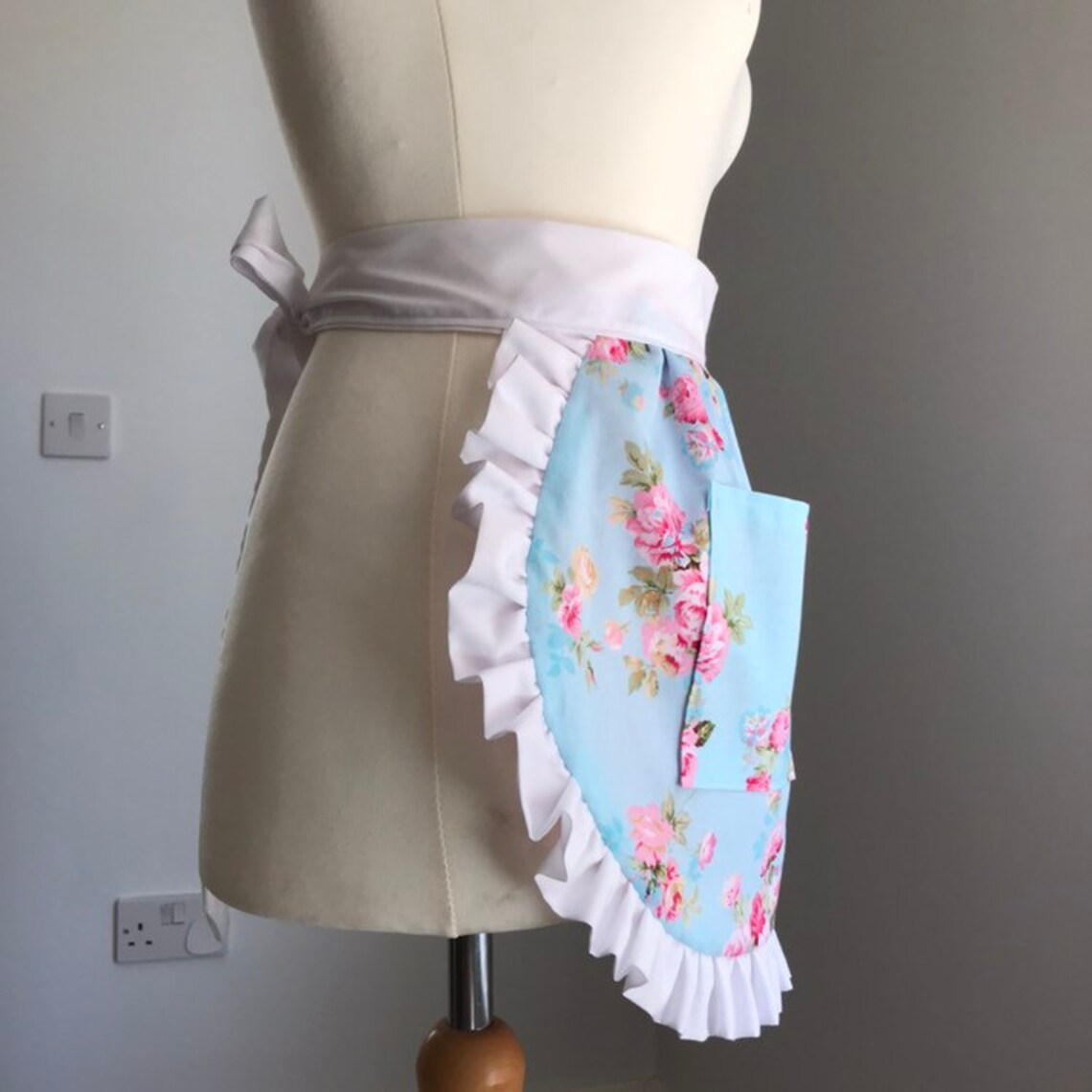 Blue Floral Waist Apron Retro Style Half Apron Pink Floral Etsy