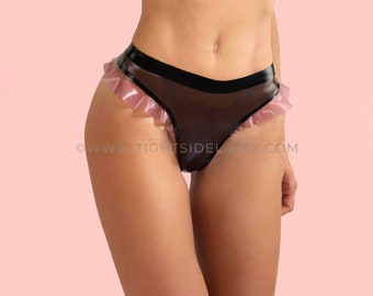 Latex Thong With Frill Detail