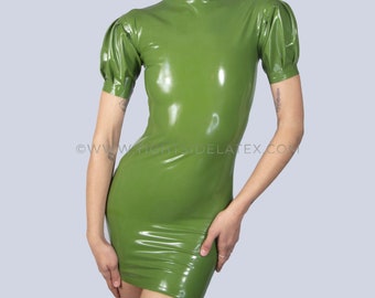 Latex Dress With Puff Sleeve