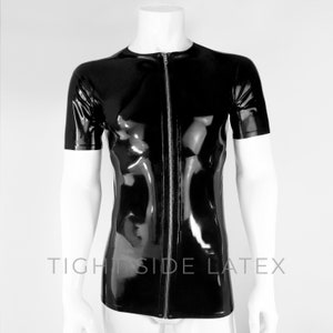 Mens Latex Zip Up T-Shirt