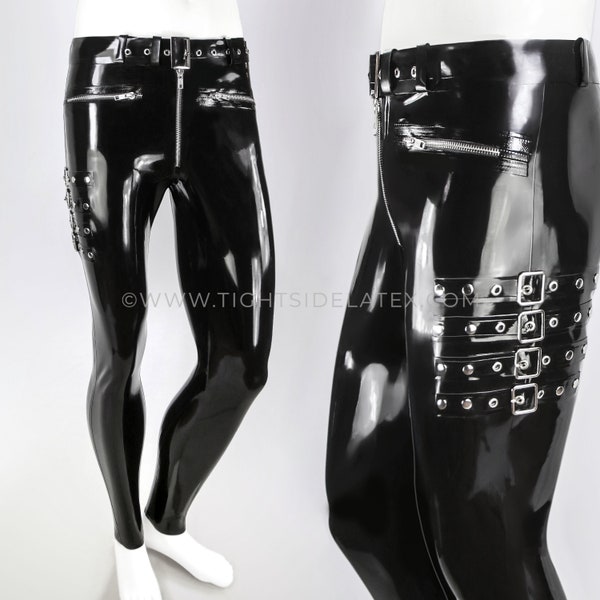 Men's Latex Buckle and Belt Leggings