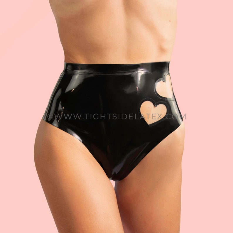 Latex Briefs With Sheer Cut Out Hearts image 1