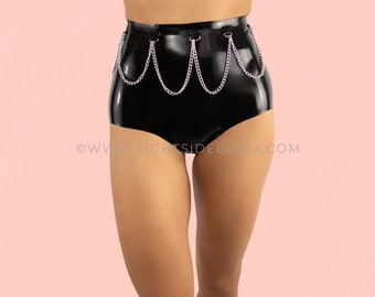 Latex Booty Shorts With Chain Detail