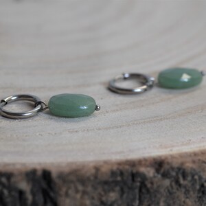 Aventurine earrings. Beautiful stainless steel earrings with aventurine. Also available in gold colour. Buttons or hoop earrings. image 2