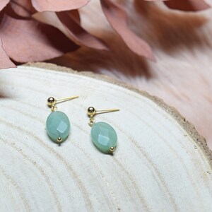 Aventurine earrings. Beautiful stainless steel earrings with aventurine. Also available in gold colour. Buttons or hoop earrings. image 3