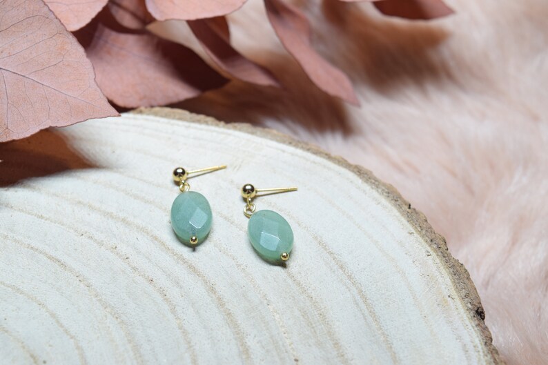 Aventurine earrings. Beautiful stainless steel earrings with aventurine. Also available in gold colour. Buttons or hoop earrings. image 3