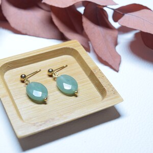 Aventurine earrings. Beautiful stainless steel earrings with aventurine. Also available in gold colour. Buttons or hoop earrings. image 1