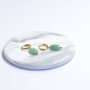 Aventurine earrings. Beautiful stainless steel earrings with aventurine. Also available in gold colour. Buttons or hoop earrings. image 5