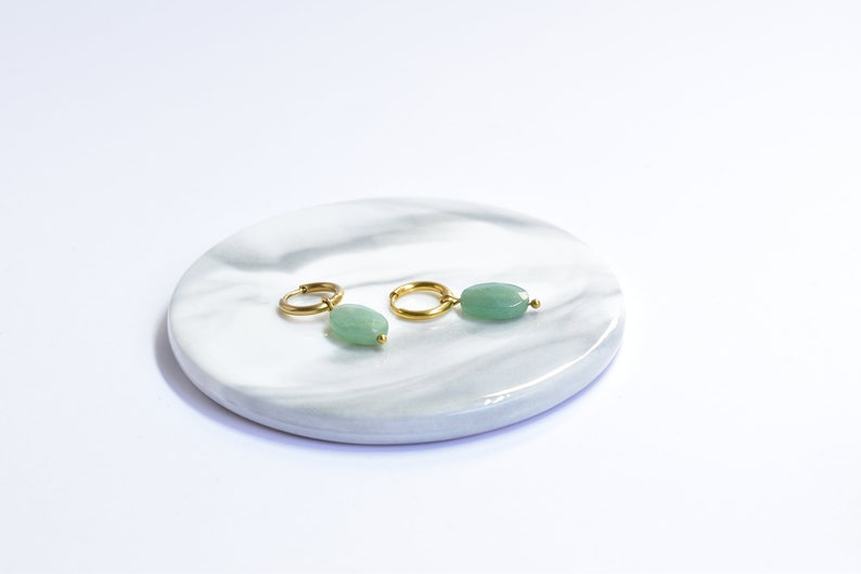 Aventurine earrings. Beautiful stainless steel earrings with aventurine. Also available in gold colour. Buttons or hoop earrings. image 5