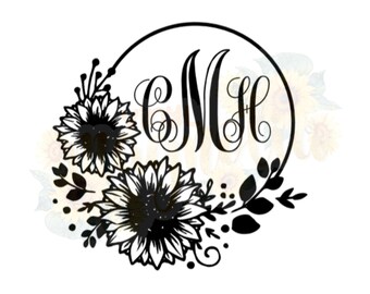 Download Sunflower Monogram Etsy