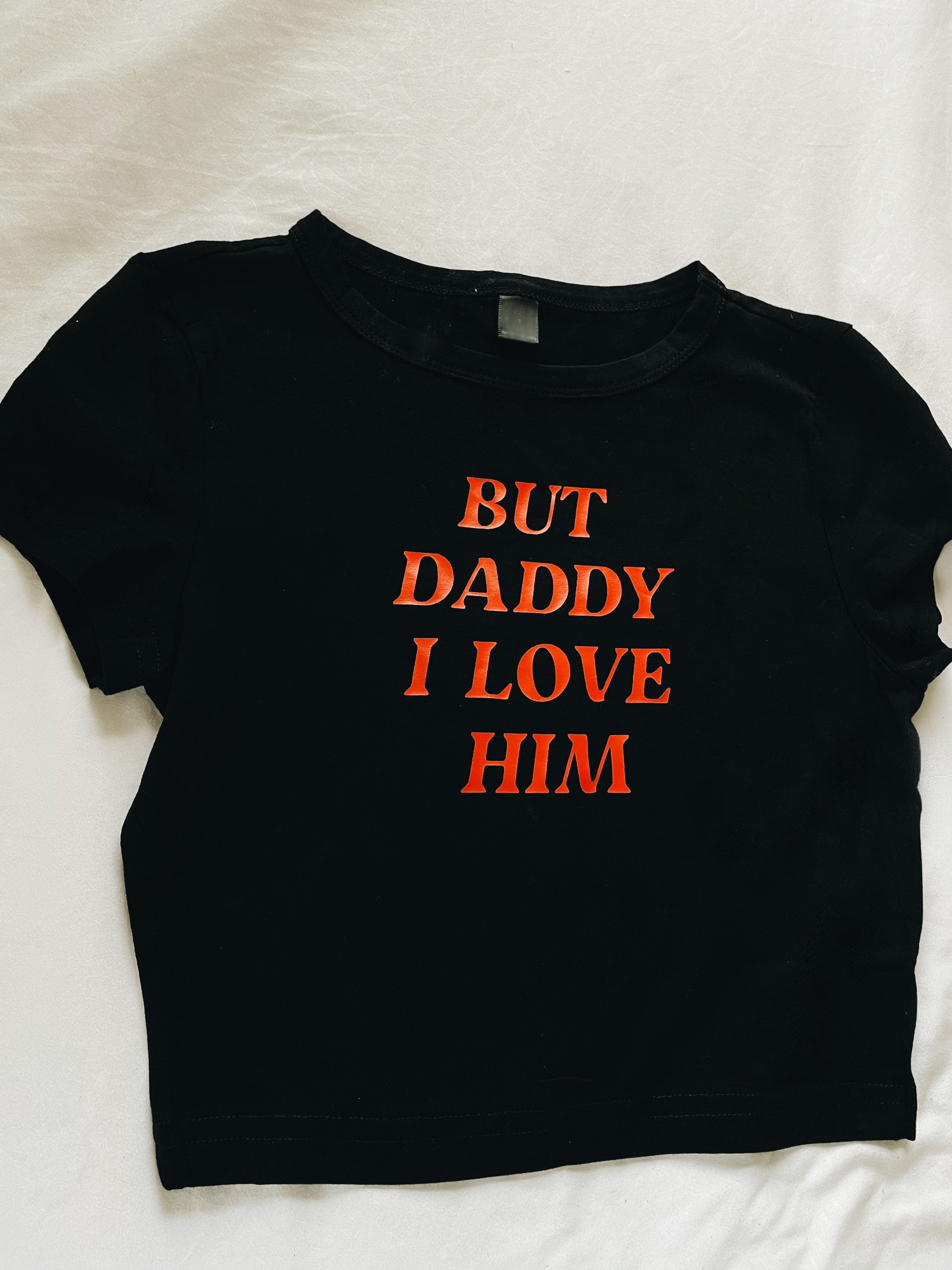 Discover But Daddy I Love Him Flowy Cropped Tee