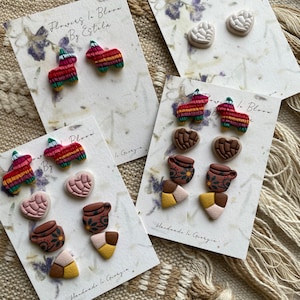 Pan Dulce Stud Set/ piñata studs/ clay earrings