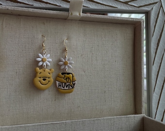 Winnie The Pooh Earrings - Clay Studs- Disney Earrings- Polymer Clay Earrings