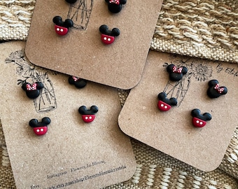 Mickey & Minnie Forever- Clay Studs- Disney Earrings