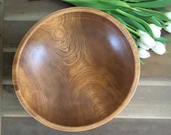 Vintage, Wood Bowl, Hand Carved, Centerpiece, Serving Bowl, Treen Carving
