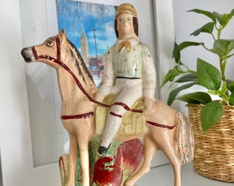 RARE, Antique, c.1810, Staffordshire, Horse & Jockey, Statuette, Famous Estate Provenance
