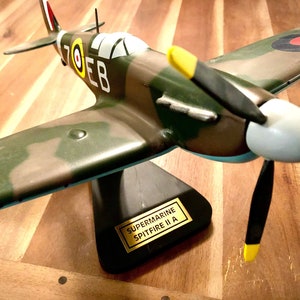 Vintage, British, Spitfire, Desktop, Model, Plane on Stand, RAF, WW2