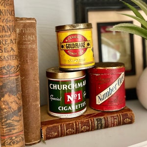 Antique, Cigarette, Tins, Set-of Three, London, England, Storage Containers, Home Decor, Clutter Cup, Catch-all, Storage Tin, Secure Tops
