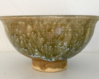 Vintage Studio Pottery, Signed, Ceramic Bowl with Reactive Glaze