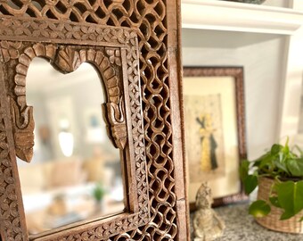 ANCIENT, Rare, Authentic, Hand-carved, Indian, Temple, Artifact, Reclaimed, Window, Repurposed, Accent Mirror, Global, Bohemian Style