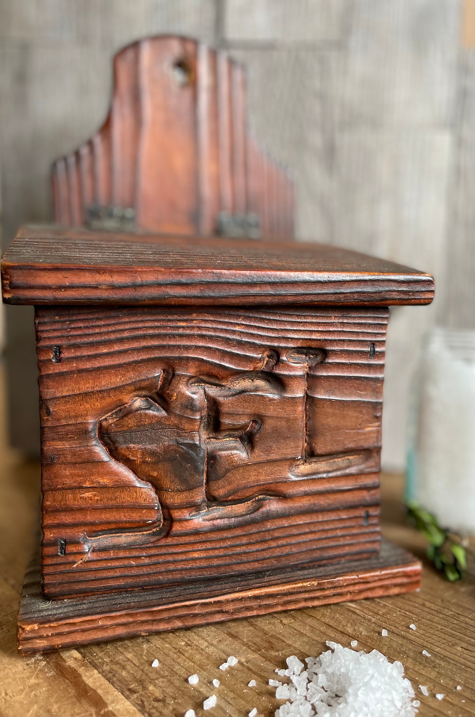 Antique, C.1900. Salt Box, French, Sel, Hospitality Symbol, Handcarved ...