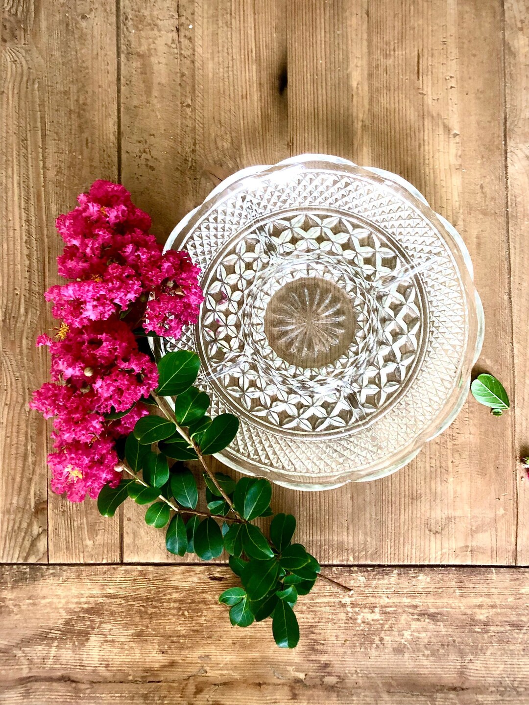 Vintage C.1967 Cut Glass Divided Platter Anchor Hocking Etsy