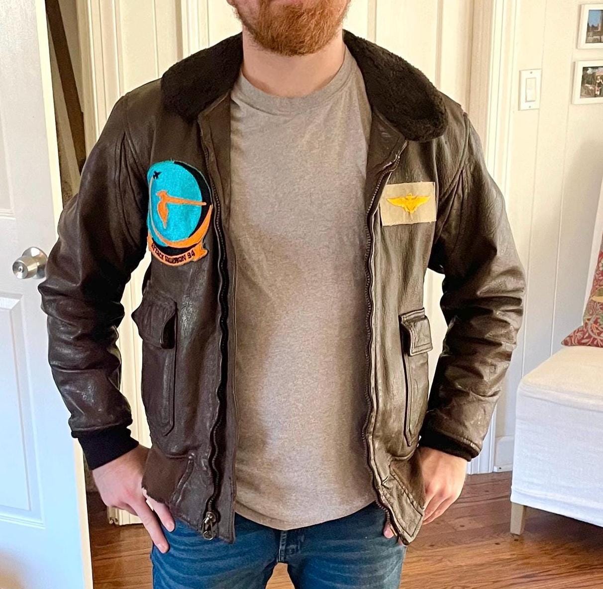 Authentic, Vietnam, Era, Vintage, G1 Leather, Bomber, Flight