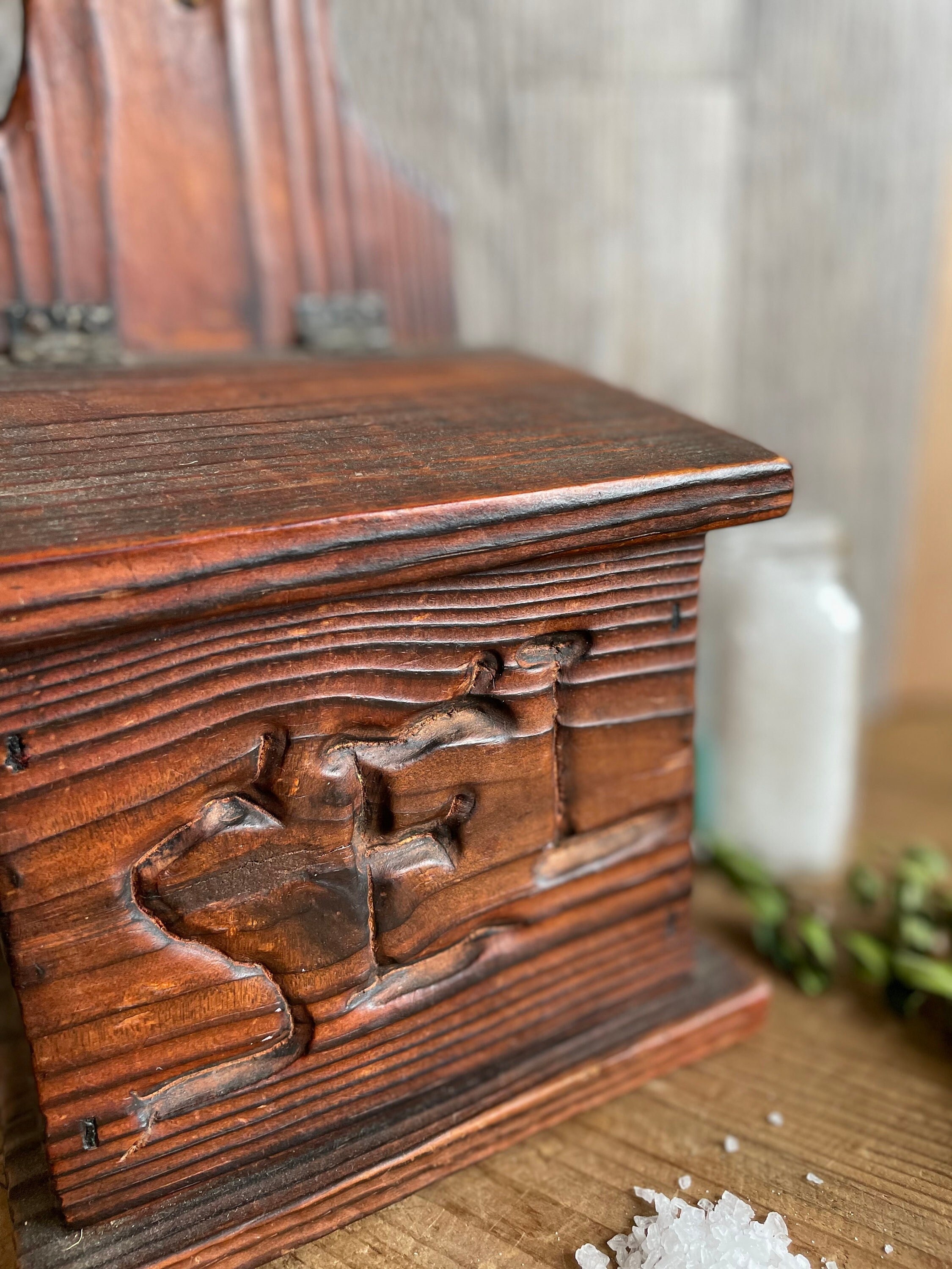 Antique, C.1900. Salt Box, French, Sel, Hospitality Symbol, Handcarved ...