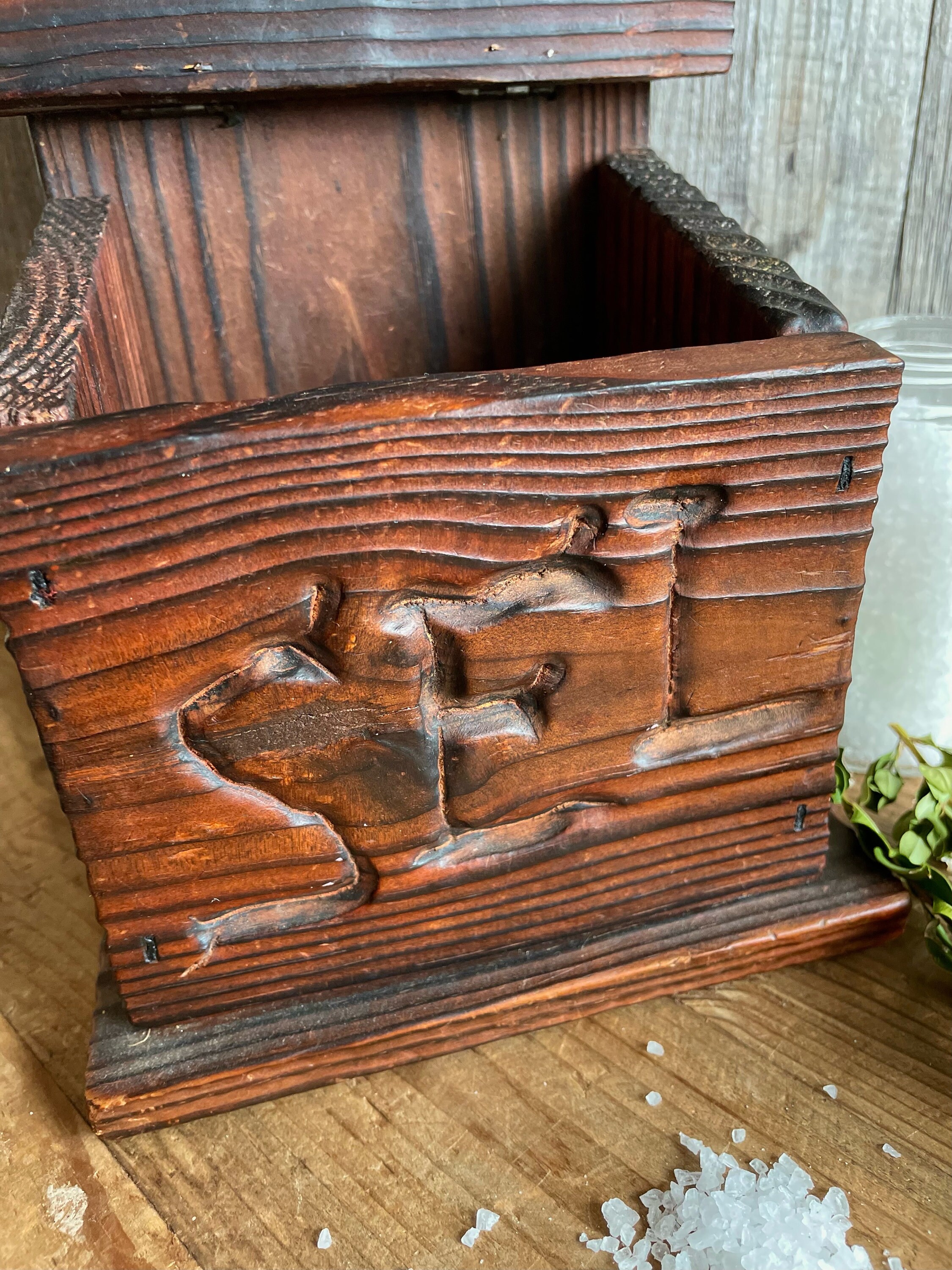 Antique, C.1900. Salt Box, French, Sel, Hospitality Symbol, Handcarved ...