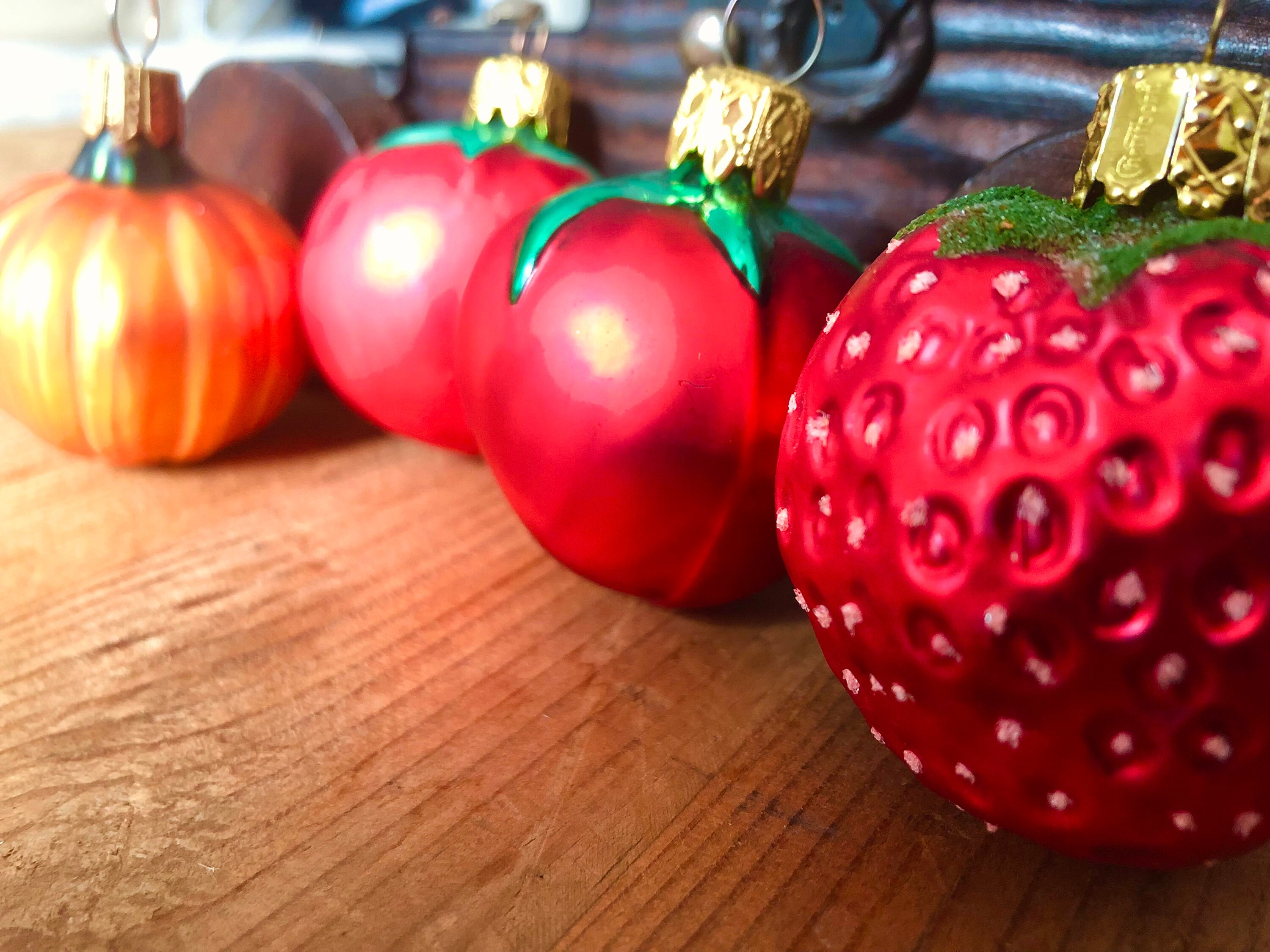 Vintage, Set-of-5, Mouthblown, Miniature, Glass, Ornaments, Fruits & Gourd Mix., Original Smith and Hawken for sale  