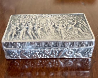 Antique, c.1920&#39;s, Sterling Silver, Pill Box, Engraved