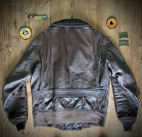 【60s】Vintage leather G1 Jacket SwiftZip 1960s USA USN G-1 Vintage Brown Leather Flight Bomber Jacket